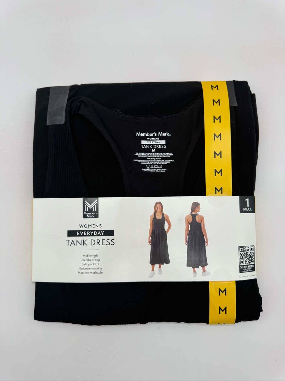 Member's Mark Women's Everyday Tank Dress Racerback Midi Pockets Black MED 8/10